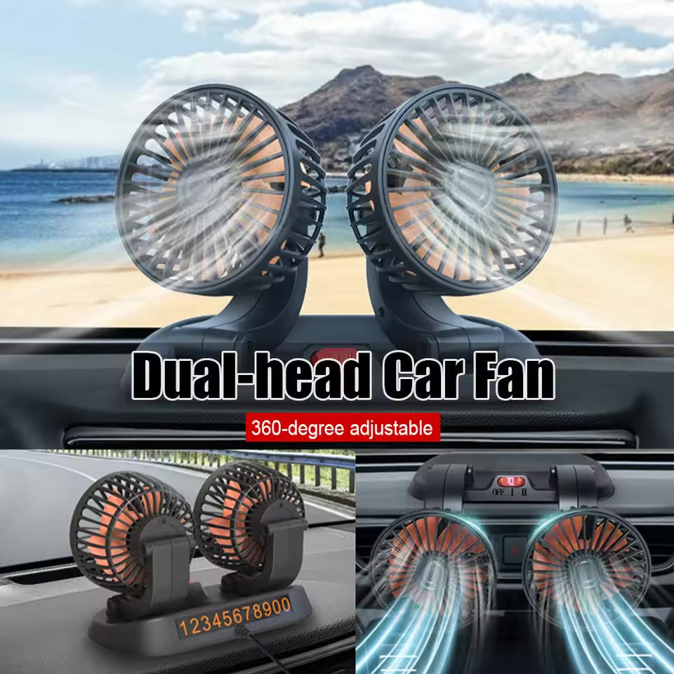 Car mini five-blade 360°rotatable fan creative adjustment wind power stop sign fan car supplies