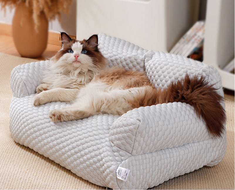 Pet sofa wholesale four seasons universal detachable and washable cat bed dog kennel waterproof breathable ice silk pet supplies cat bed