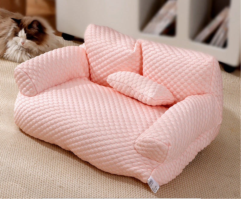 Pet sofa wholesale four seasons universal detachable and washable cat bed dog kennel waterproof breathable ice silk pet supplies cat bed