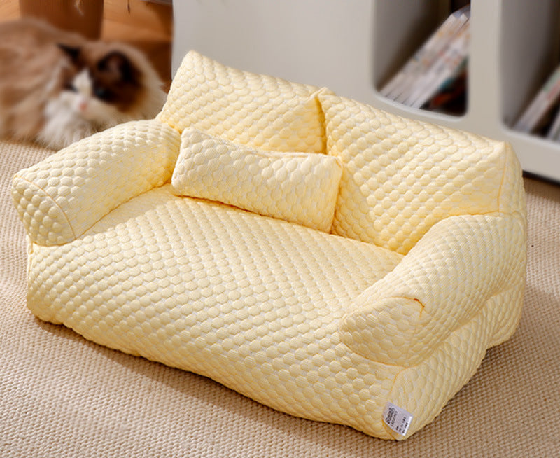 Pet sofa wholesale four seasons universal detachable and washable cat bed dog kennel waterproof breathable ice silk pet supplies cat bed