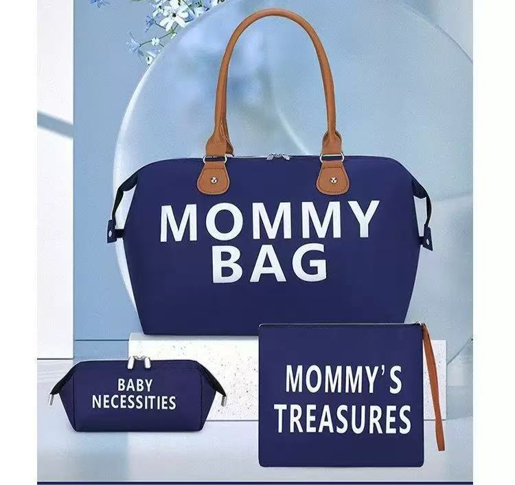 Mommy bag ins style hand to enhance the sense of cross-border travel three-piece set large capacity dry and wet separation shoulder handbag