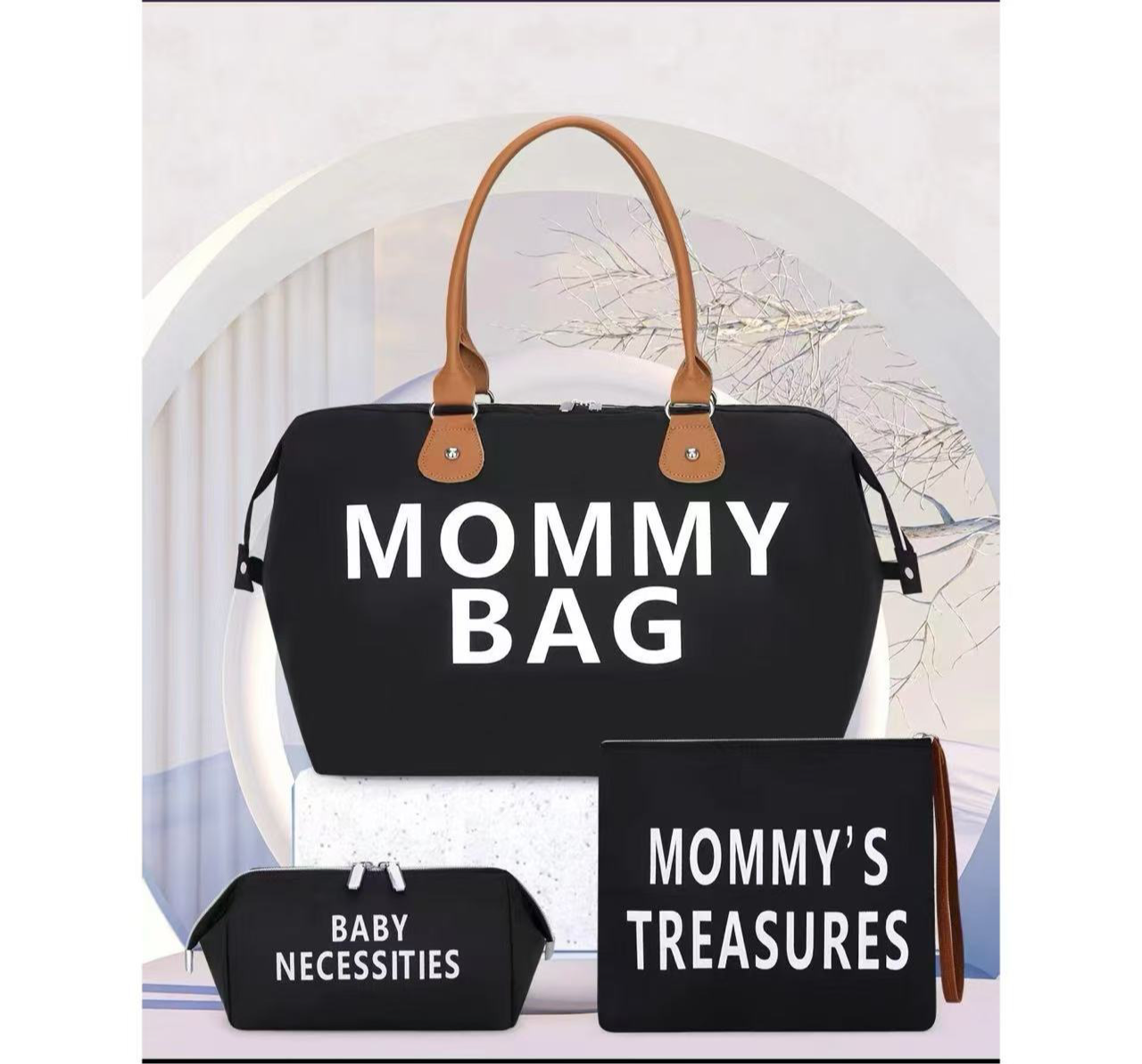 Mommy bag ins style hand to enhance the sense of cross-border travel three-piece set large capacity dry and wet separation shoulder handbag