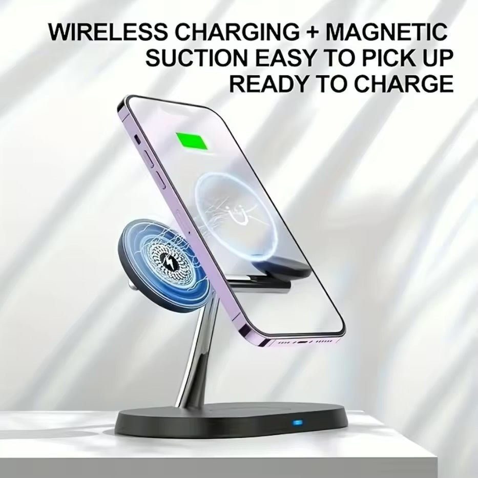 Three-in-one wireless charger suitable for Apple mobile phones, Huawei mobile phones, magnetic charging, earphones, watches and wireless chargers