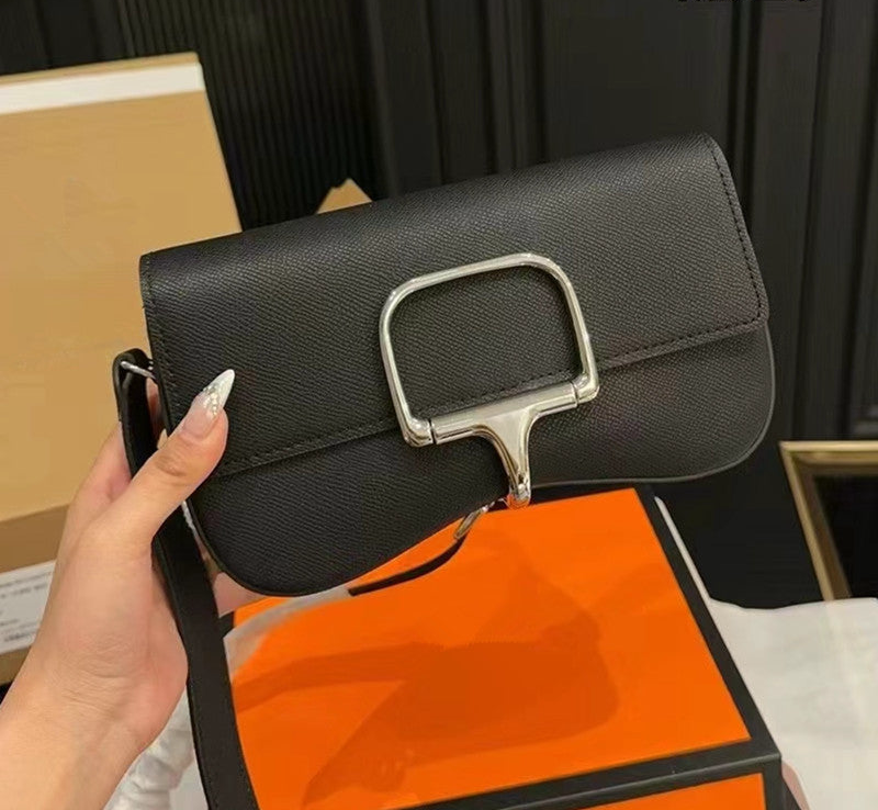 Cross-border hot selling 2025 new style all-match high-end light luxury genuine leather women's bag shoulder crossbody saddle bag women