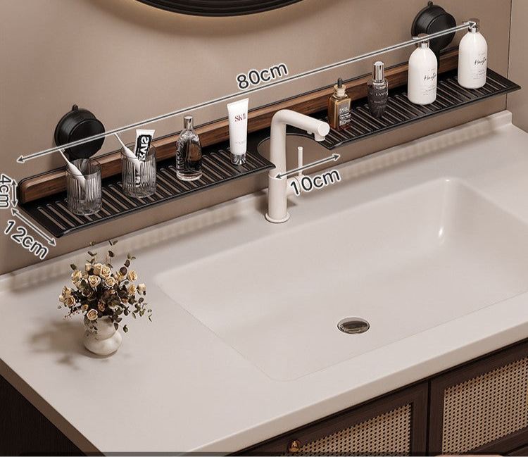Walnut suction cup faucet rack bathroom punch-free wall-mounted bathroom wash basin sink storage rack