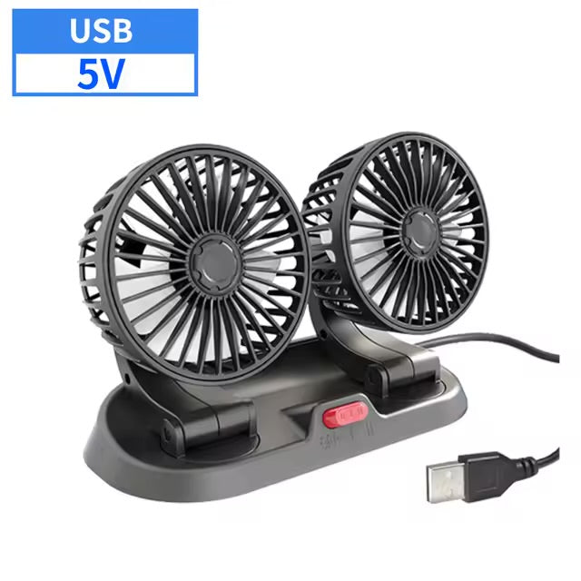 Car mini five-blade 360°rotatable fan creative adjustment wind power stop sign fan car supplies