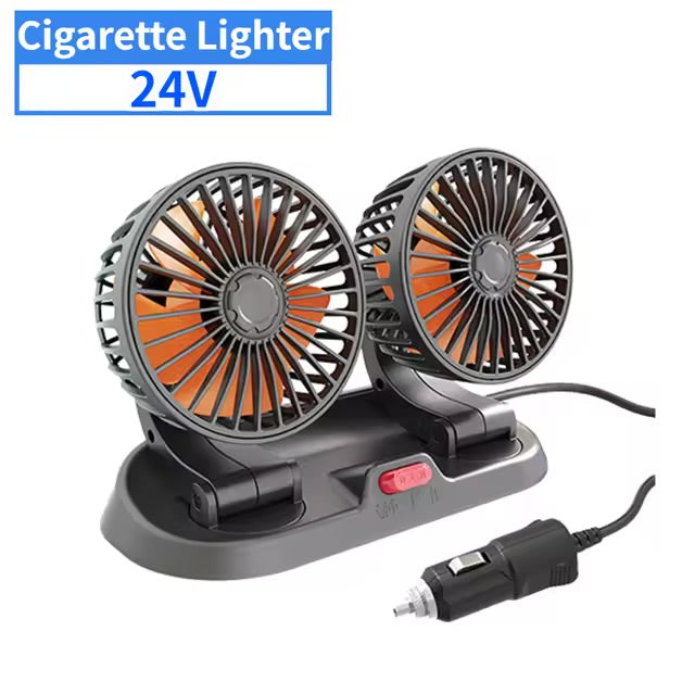 Car mini five-blade 360°rotatable fan creative adjustment wind power stop sign fan car supplies
