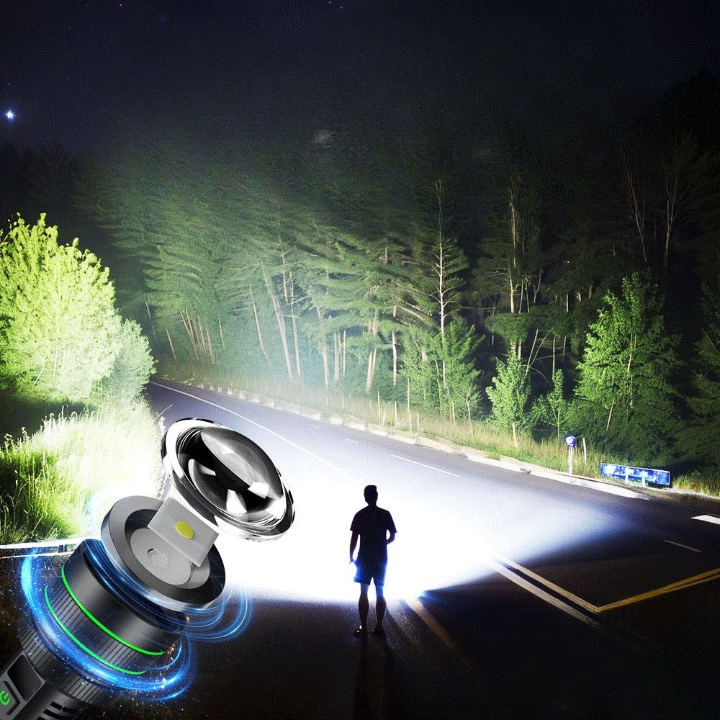 Cross-border hot product 60W white laser kilometer long-range rechargeable flashlight high-power multi-function zoom flashlight outdoor