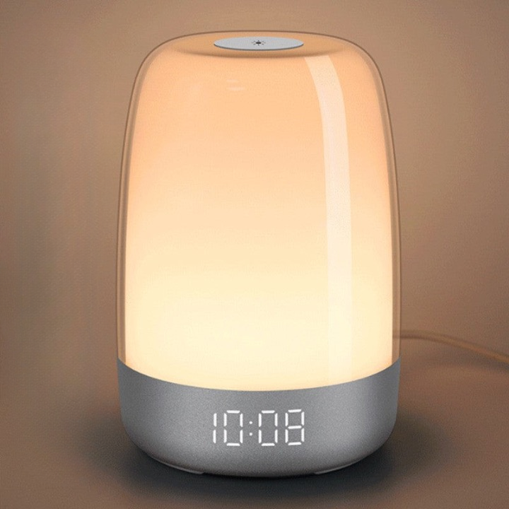 Sleep simulation sunrise wake-up light alarm clock wholesale simple silent touch bedside USB colorful night light romantic