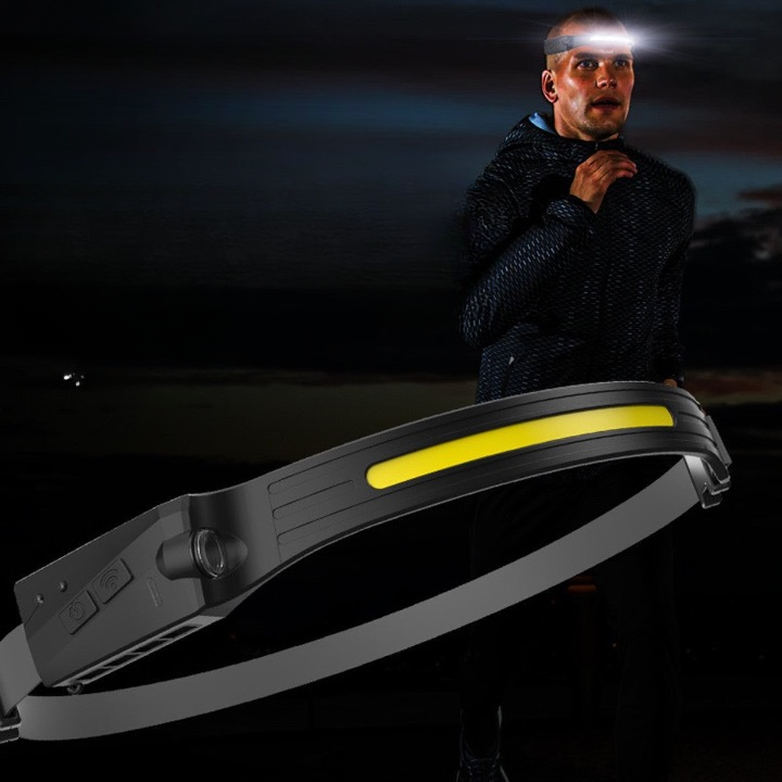 New silicone wave sensor COB headlight outdoor riding light USB charging night running light LED strong light headlight