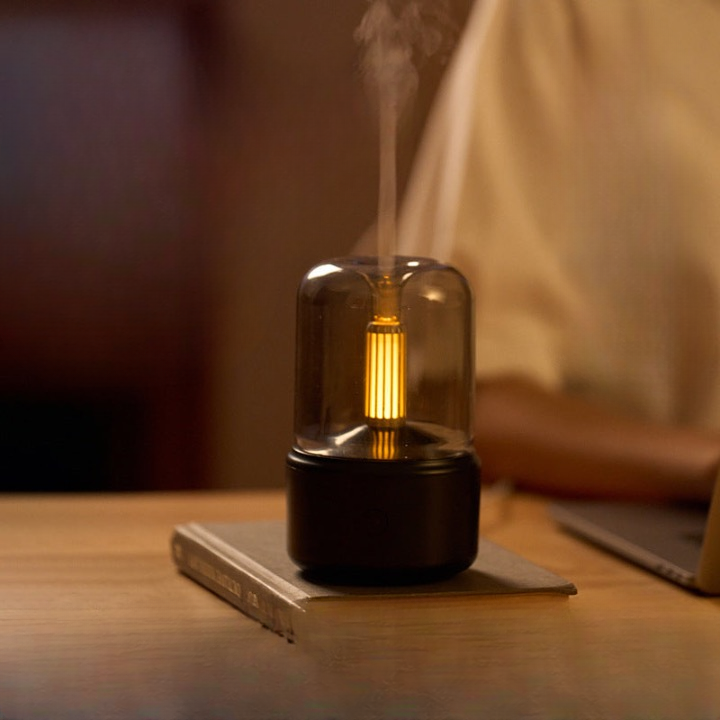 2025 New Ultrasonic Simulation Candlelight Aromatherapy Machine Office Hotel Bedroom Bedside Soft Light Humidifier