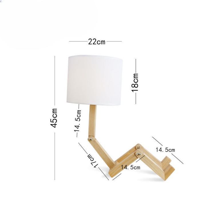 Humanoid robot Japanese style personality table lamp creative lamp solid wood simple Nordic art bedroom bedside lamp