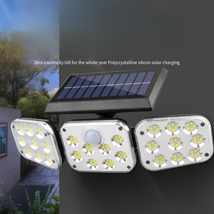 Cross-border solar light three-head rotatable wall lamp outdoor solar sensor light wall lamp garden lighting street lamp