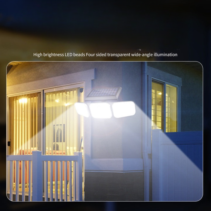 Cross-border solar light three-head rotatable wall lamp outdoor solar sensor light wall lamp garden lighting street lamp
