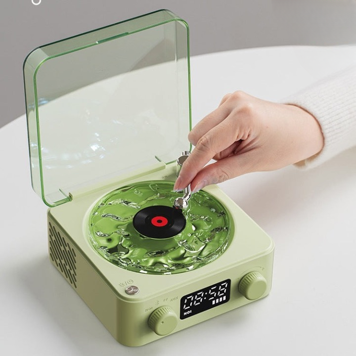 Retro listening to the sea vinyl wireless Bluetooth speaker alarm clock small record player high-quality female and male birthday gift audio