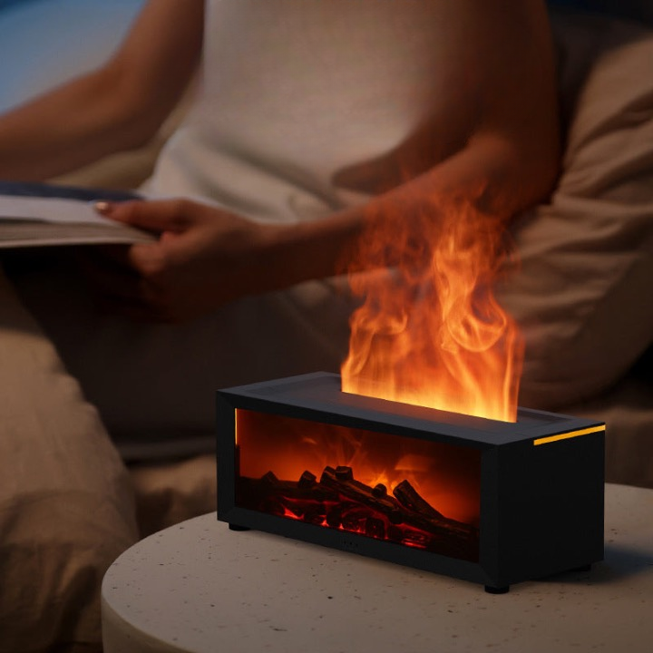 New simulation fireplace flame humidifier colorful atmosphere light aromatherapy machine home remote control flame humidifier gift