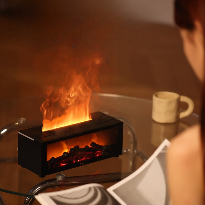 New simulation fireplace flame humidifier colorful atmosphere light aromatherapy machine home remote control flame humidifier gift