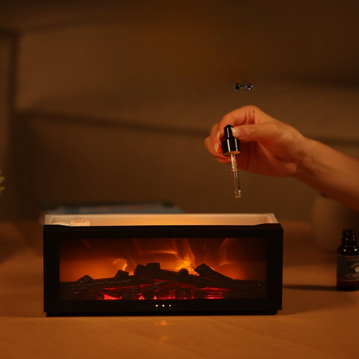 New simulation fireplace flame humidifier colorful atmosphere light aromatherapy machine home remote control flame humidifier gift