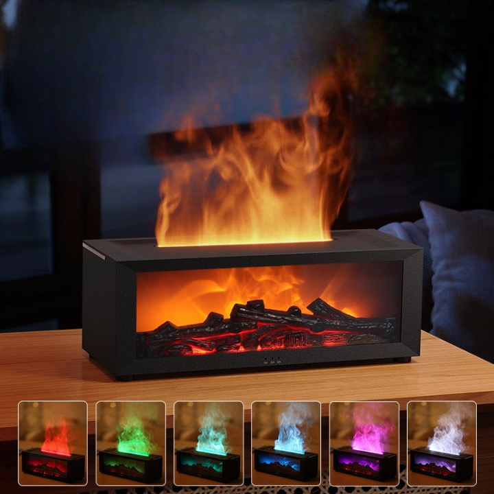 New simulation fireplace flame humidifier colorful atmosphere light aromatherapy machine home remote control flame humidifier gift