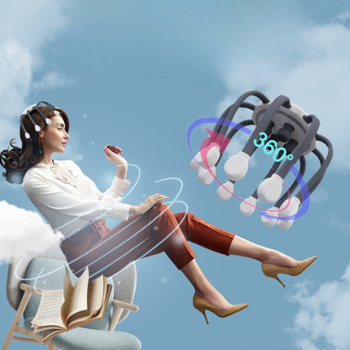 Head vibration scalp dredging relaxation massager Octopus fully automatic multi-dimensional electric massager Bluetooth