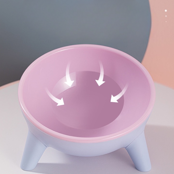 Nordic style tilted cartoon cat bowl cat food bowl dog bowl anti-knockover water bowl high-foot cat bowl to protect cervical spondylosis pet