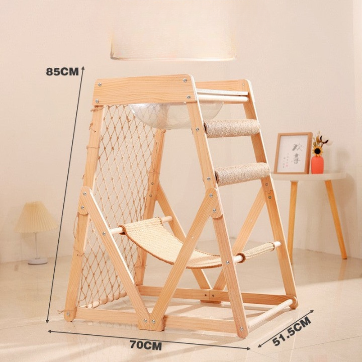 New large climbing net cat climbing frame wooden cat bed jumping platform cat frame suitable for multiple cats to play and sleep in one piece