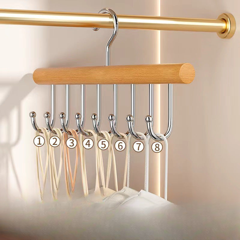 Multifunctional hanger hook solid wood clothes hanger wooden underwear suspenders tie bag home bedroom wardrobe wholesale