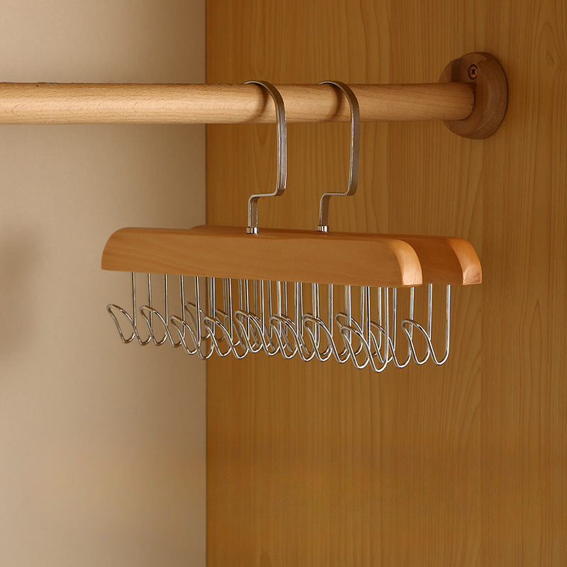Multifunctional hanger hook solid wood clothes hanger wooden underwear suspenders tie bag home bedroom wardrobe wholesale