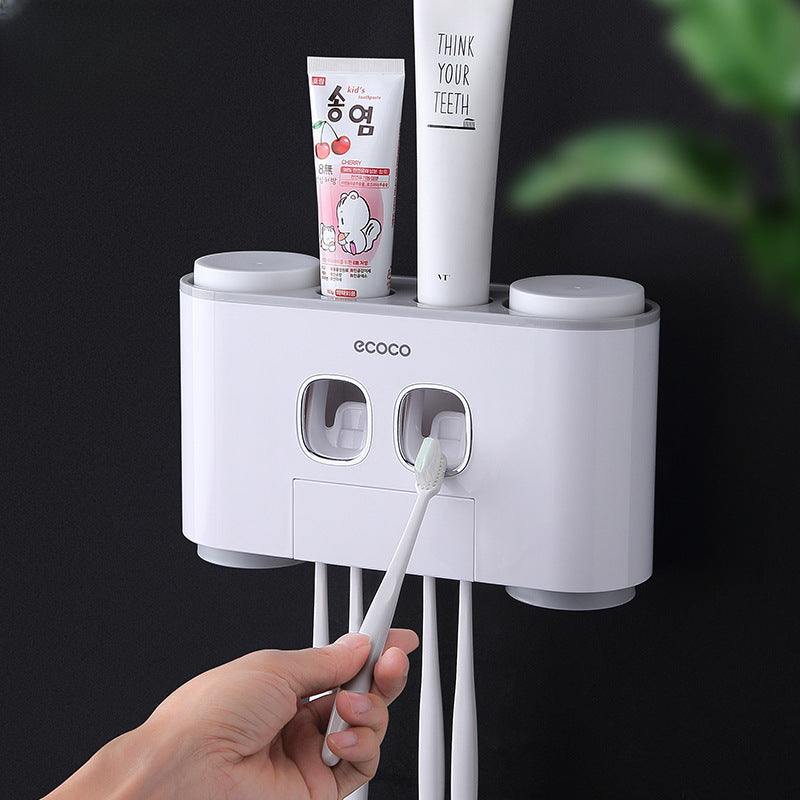 ECOCO Wall-mount Toothbrush Holder Auto Squeezing Toothpaste Dispenser Toothbrush Toothpaste Cup Storage Bathroom Accessories