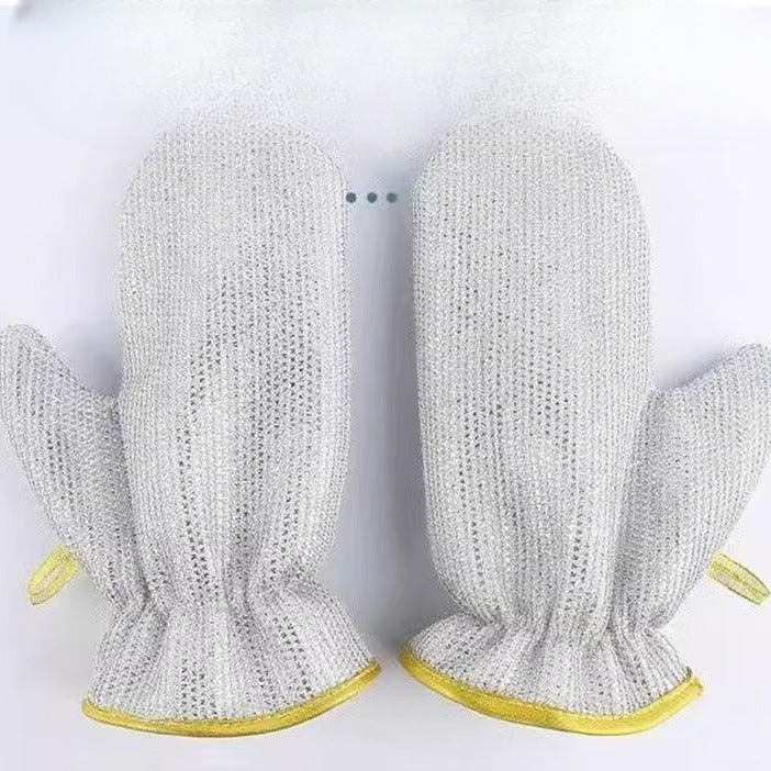 Kitchen silver wire dishwashing gloves heat insulation anti-scalding steel wire gloves cleaning scouring pad multifunctional gloves