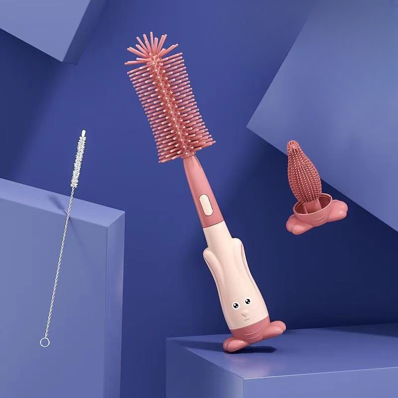 Baby Silicone Bottle Brush Set Three-in-One Straw Brush Multi-function Cleaning Brush Portable Pacifier Brush