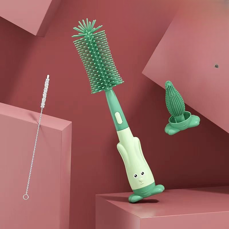 Baby Silicone Bottle Brush Set Three-in-One Straw Brush Multi-function Cleaning Brush Portable Pacifier Brush