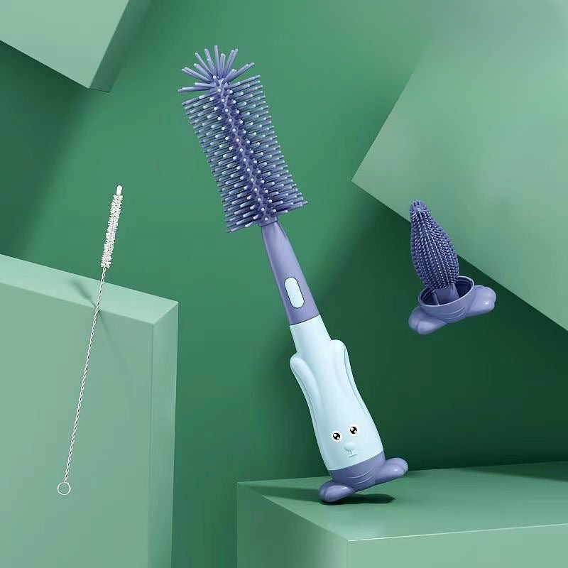 Baby Silicone Bottle Brush Set Three-in-One Straw Brush Multi-function Cleaning Brush Portable Pacifier Brush