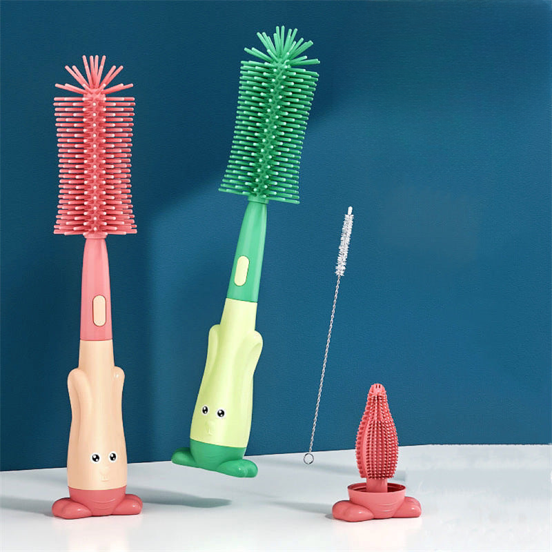 Baby Silicone Bottle Brush Set Three-in-One Straw Brush Multi-function Cleaning Brush Portable Pacifier Brush