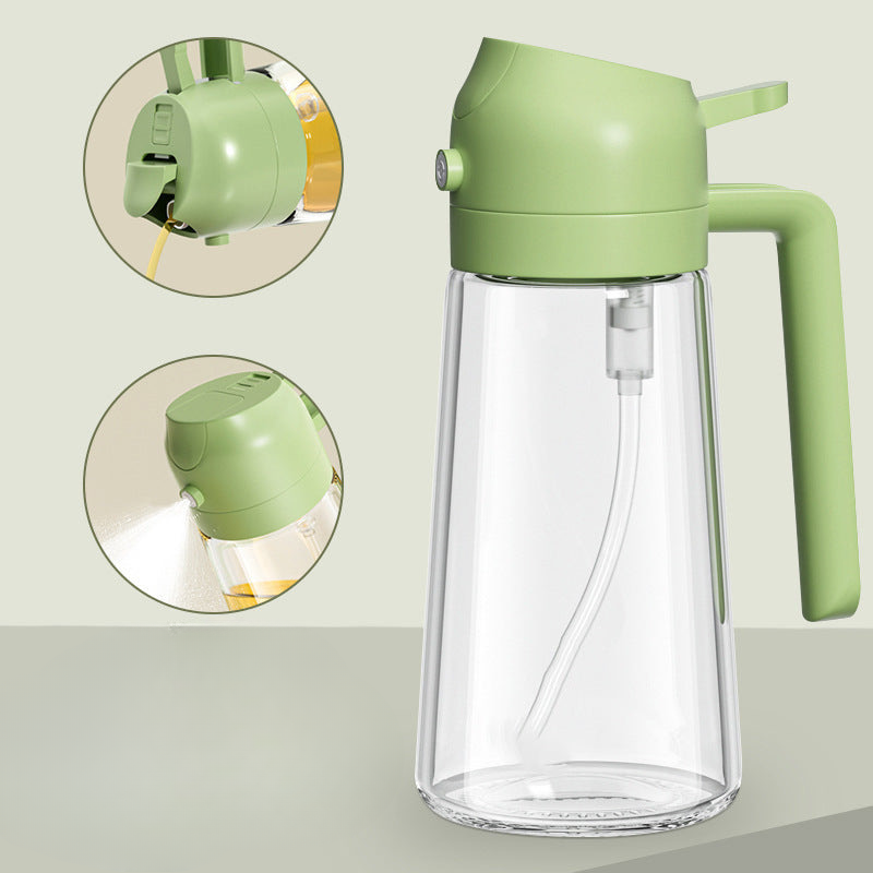 Multifunctional glass oil sprayer for household food grade spray and pour, two-in-one, large capacity, press oiler for wholesale
