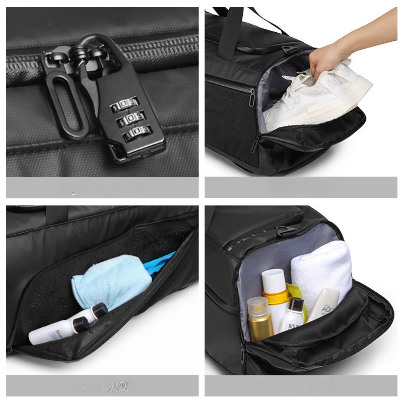 Large capacity travel bag, dry and wet separation fitness bag, multifunctional backpack, waterproof basketball helmet bag for men