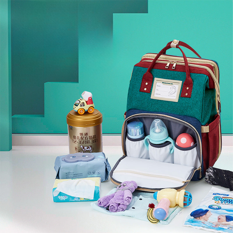 New bed bag two in one mother and baby bag USB portable multifunctional mom bag baby bed mommy bag backpack