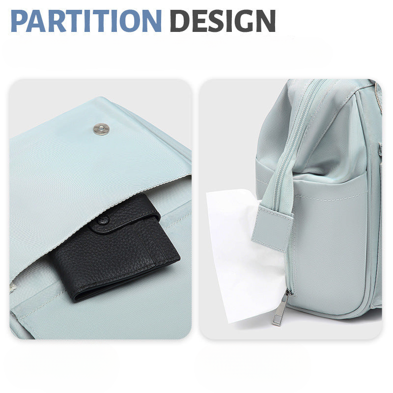 Fashionable mini mommy bag, portable shoulder bag, built-in insulation compartment, large capacity, multifunctional mother and baby bag