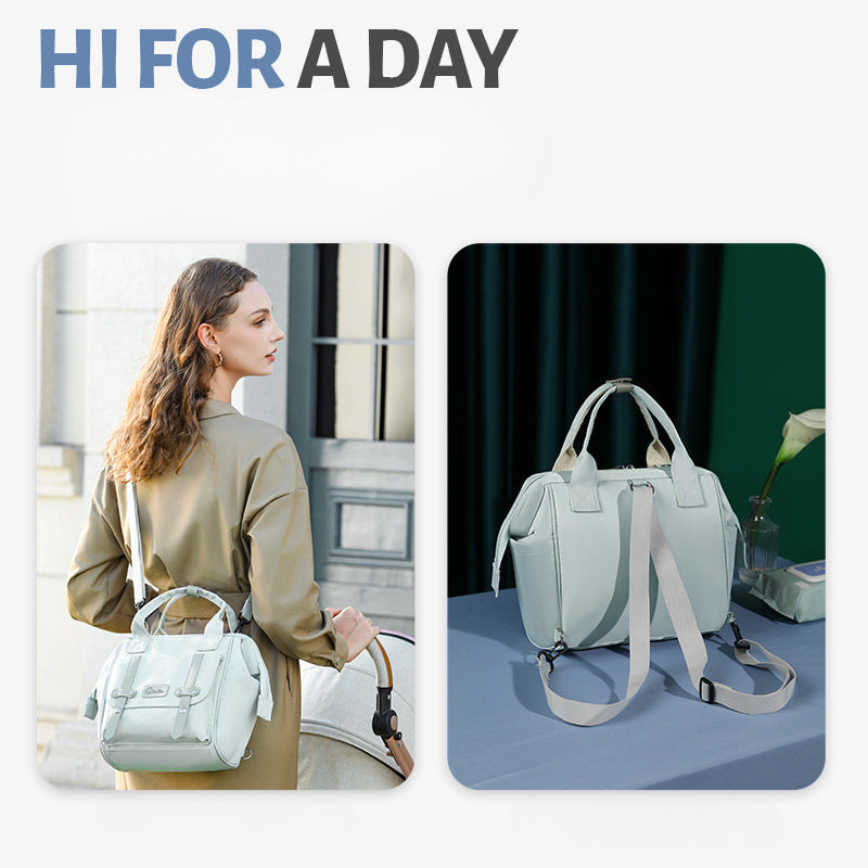 Fashionable mini mommy bag, portable shoulder bag, built-in insulation compartment, large capacity, multifunctional mother and baby bag