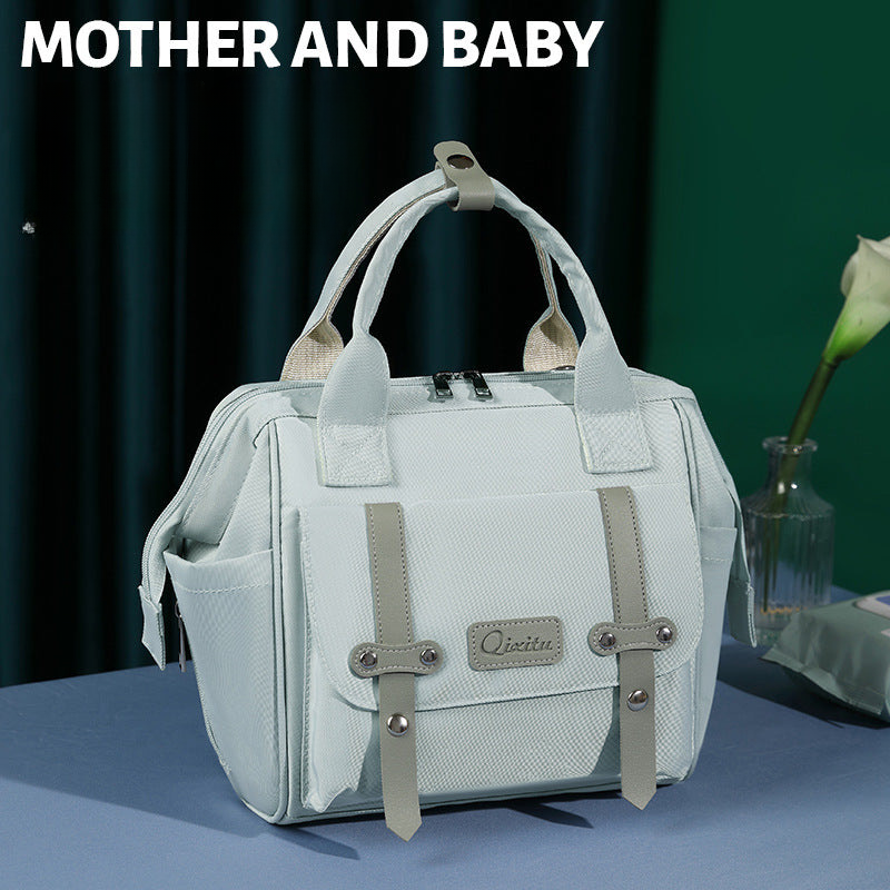Fashionable mini mommy bag, portable shoulder bag, built-in insulation compartment, large capacity, multifunctional mother and baby bag