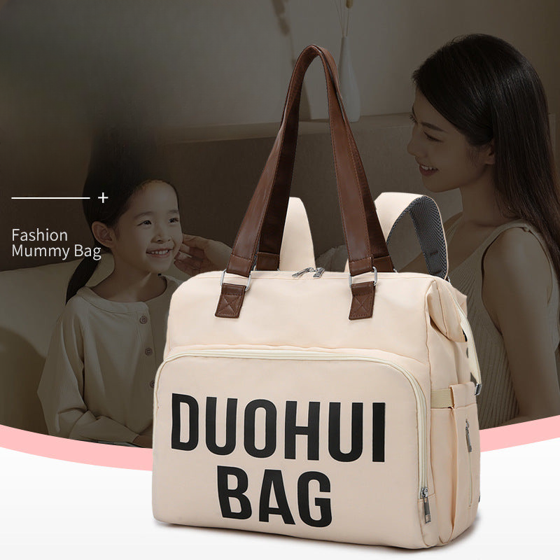 Mommy bag hot sale large size horizontal version multifunctional mother and baby bag can be carried on the shoulder or crossbody when going out