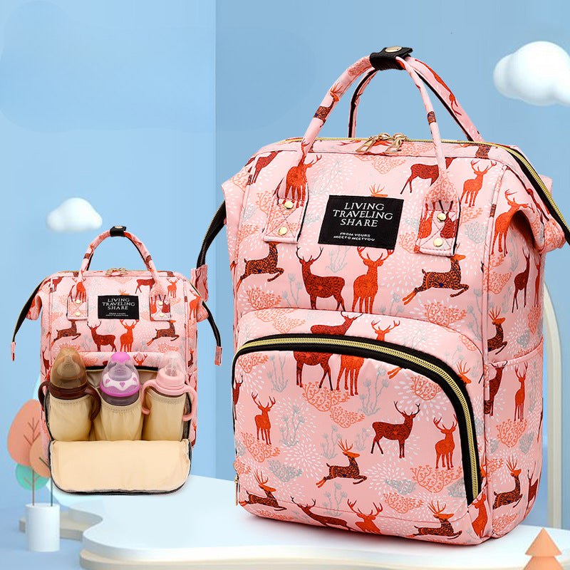 Mommy Bag Ultralight Backpack Printed Pregnant Women Mother and Baby Multifunctional Large Capacity Mommy Bag for Outing