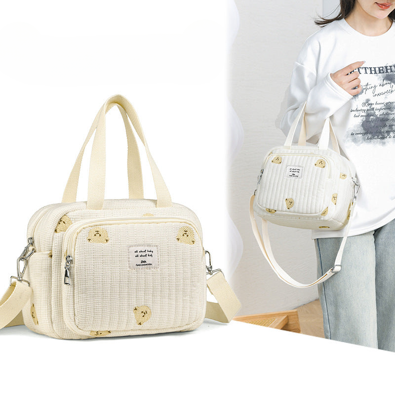 New style full embroidery fashion multifunctional mother and baby bag for going out with baby, large capacity, girl-style mother bag