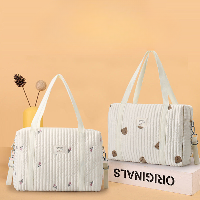 Mommy bag exquisite embroidery temperament simple mother and baby bag outdoor light large capacity Korean version crossbody handbag mommy bag