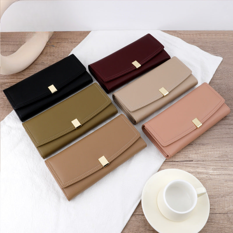 Tailian's new dark Korean wallet, long three-fold ladies' high-end foreign trade, clutch bag purse
