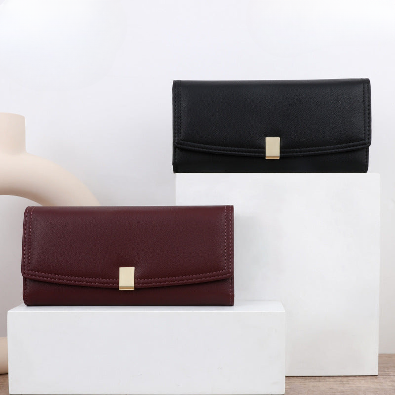 Tailian's new dark Korean wallet, long three-fold ladies' high-end foreign trade, clutch bag purse