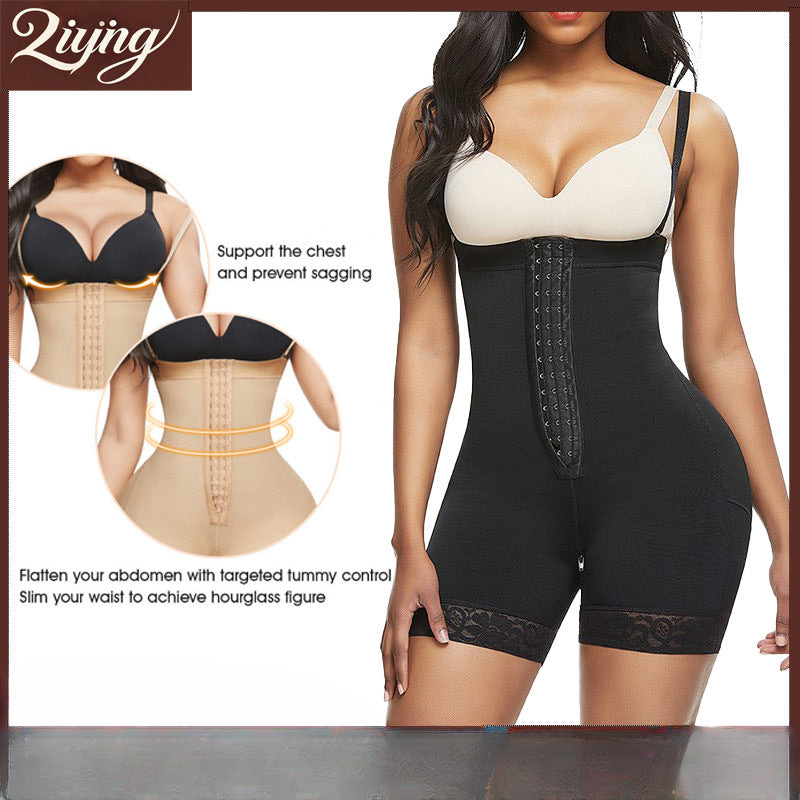 Spot cross-border buttoned belly lifting body shaping garment body high elastic fabric one-piece corset corset Shap ewear