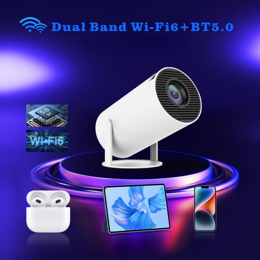 Cross-border hot-selling HY300 barrel projector Android 12 PTZ projector 720P projection home bedroom wall projection