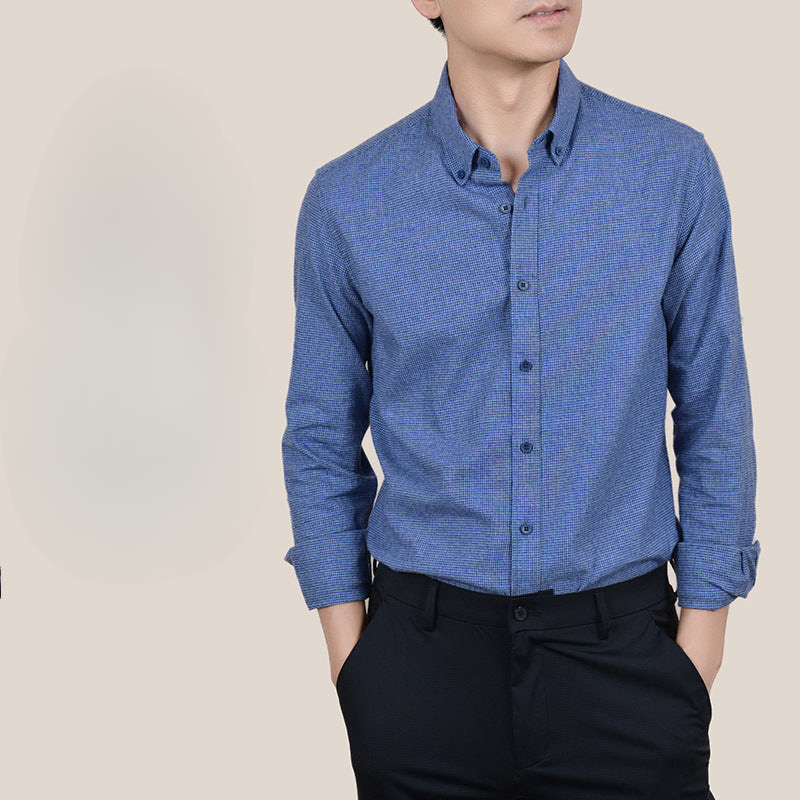 2025 autumn and winter new pure cotton brushed flannel shirt men's long-sleeved shirt long-staple cotton business casual shirt