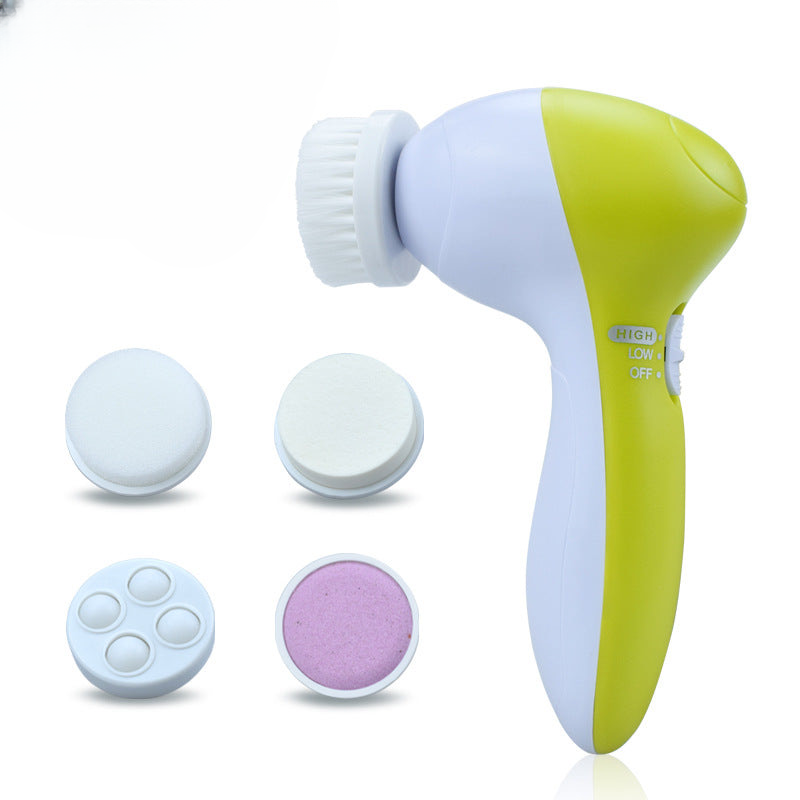 Cross-border electric five-in-one cleansing instrument face brush multi-function rotary beauty instrument pore cleaner facial machine